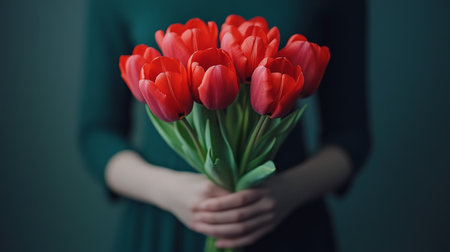 A bouquet of soft pink tulips stands tall in a vase, illuminated by bright light that enhances their natural beauty. The gentle colors create a peaceful atmosphere in the room.の素材