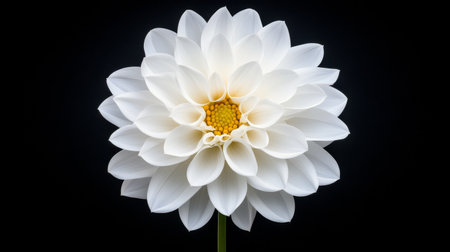 A single yellow flower emerges from a delicate stem, set against a soothing blue backdrop. Droplets of water glisten, enhancing the serenity of a calm, early morning atmosphere.の素材