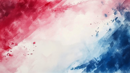This abstract artwork features a vivid blend of red and blue watercolors, creating a dynamic and colorful backdrop suitable for various creative projects.の素材