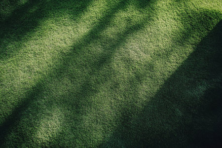 A expansion of vibrant green vast artificial turf is displayed under bright daylight, perfect for sporting activities. The field is well maintained, inviting for play and recreation.の素材