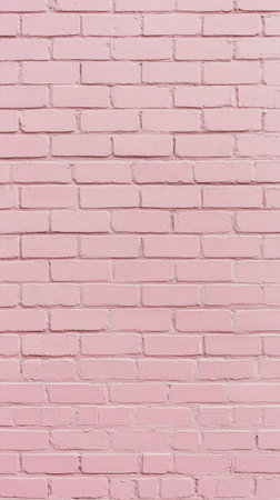 A bright pink brick wall offers a cheerful and vibrant backdrop, ideal for urban photography or creative expression. This colorful setting enhances any artistic project or social media post.の素材