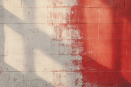 A rustic surface features a blend of red and black tones with visible wood grain and texture. Ideal for artistic backgrounds or creative projects requiring a dramatic effect.の素材