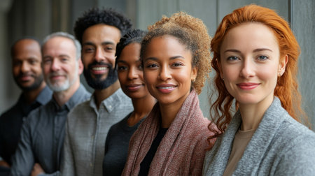 Seven friends with diverse backgrounds share laughter and joy while lying on a green grass surface. Their radiant smiles and vibrant clothing reflect a celebratory atmosphere on a sunny day.の素材