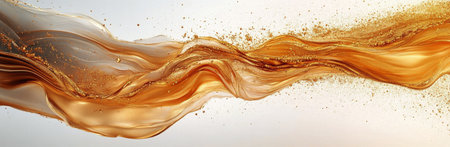 Rich gold streams gracefully shift across a smooth, light surface, creating an artistic expression of fluidity and luxury, capturing the eye with radiant shimmer and movement.の素材