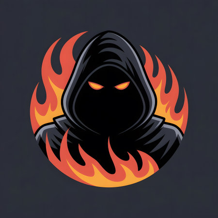 Vector illustration of a black hooded figure in the shape of a fire.の素材