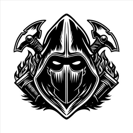 Viking helmet with axes. Vector illustration isolated on white background.の素材