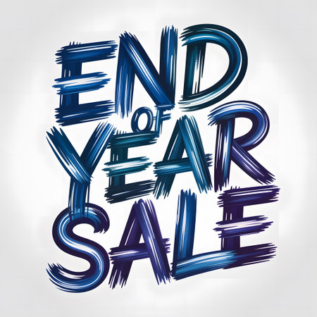End of year sale hand drawn lettering on white background. Vector illustration.の素材
