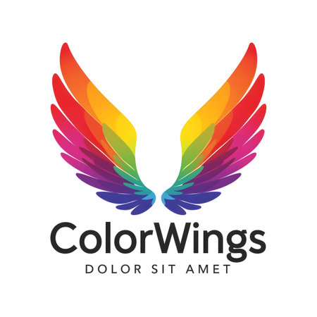 Colored wings logo design. Colorful wings vector logo design.の素材