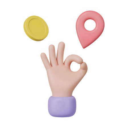 Gesture of hand with pin and map pointer. Vector illustration.の素材