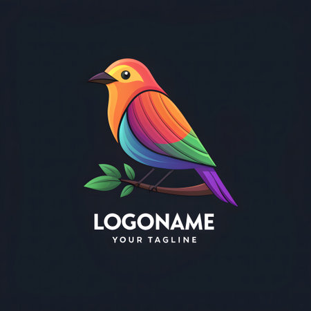 Colorful bird logo template. Vector illustration of colorful bird logo.の素材