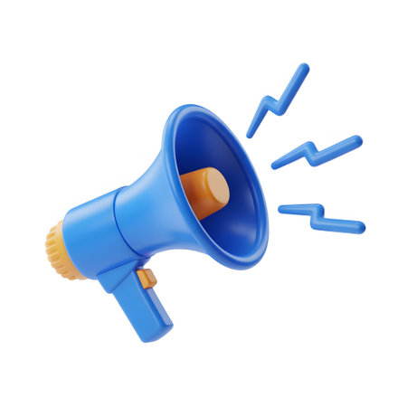 Megaphone isolated on white background. 3d render illustration.の素材