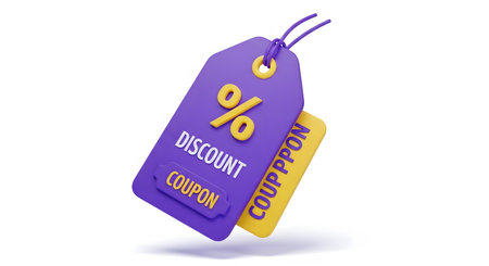 Discount tag isolated on white background. 3d render. Discount conceptの素材