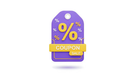 Discount Label up to 90% off with white background, 3d renderingの素材