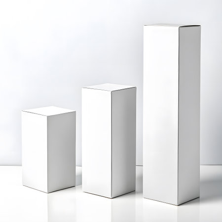 3d render of a set of white cardboard boxes on a white backgroundの素材
