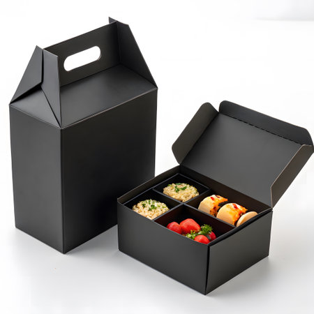 Boxes with food on a white background. Takeaway food.の素材