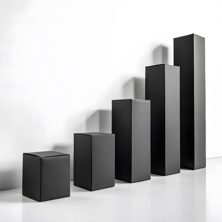 3d illustration of black and white bar chart on a white backgroundの素材
