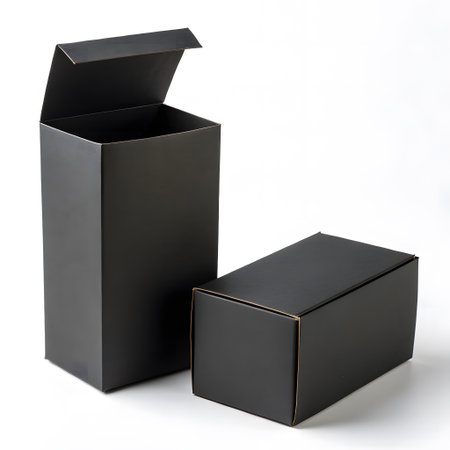 Black paper box isolated on white background with clipping path. Clipping path includedの素材