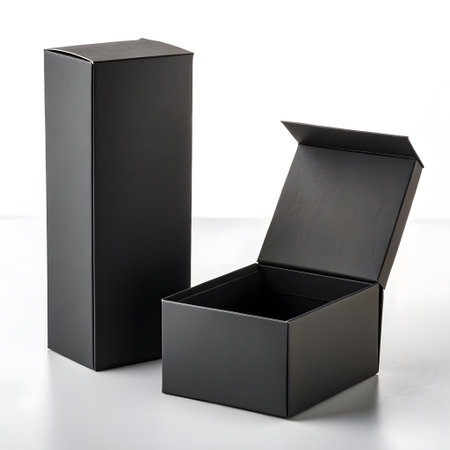 Black gift box on a white background. 3d rendering, 3d illustration.の素材