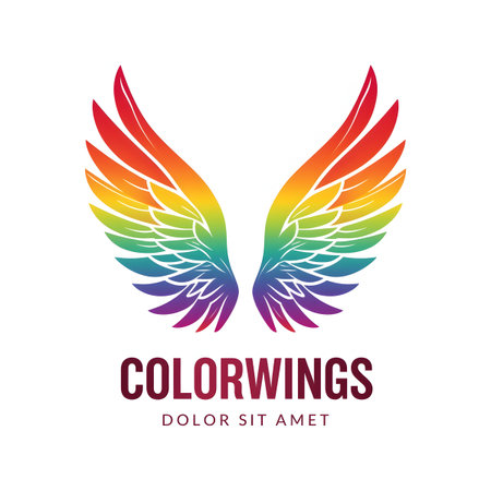 Colored wings logo design template. Abstract colorful wing logo concept.の素材