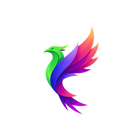 Colorful Bird Logo Design Template. Abstract Bird Icon Vector Illustrationの素材