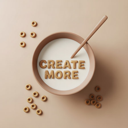 Cereal milk in a cup with a spoon. 3d renderingの素材