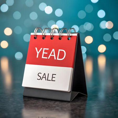 sale written on the flip calendar over bokeh background, 3d renderの素材