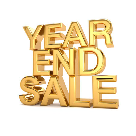 Gold Sale text isolated on white background. 3d render illustration.の素材