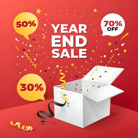 Sale banner template design with open gift box. Vector illustration.の素材