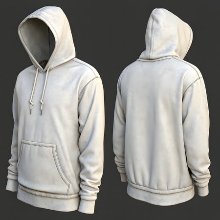 Blank white sweatshirt mockup, front and back view, 3d renderingの素材