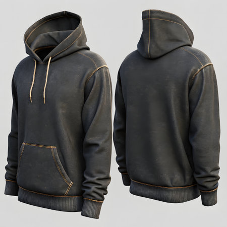 Blank black hoodie sweatshirt mockup, front and back viewの素材