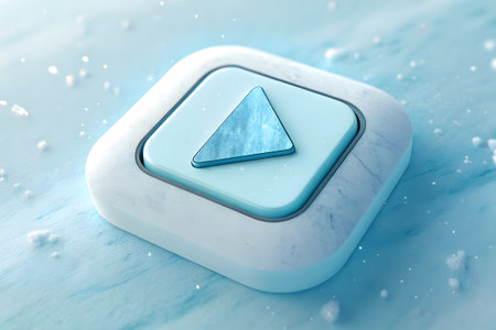 3d render of computer keyboard button with play icon on blue backgroundの素材