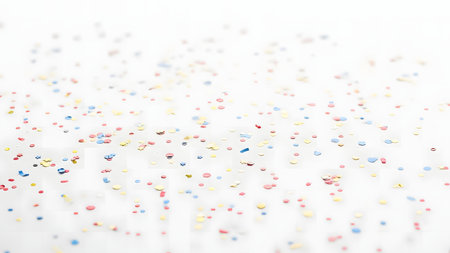 Colorful sprinkles on white background. Shallow depth of field.の素材