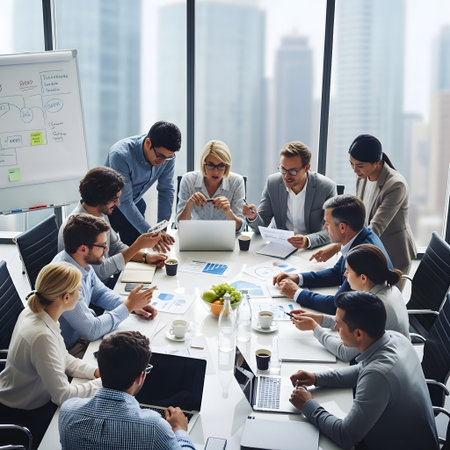 Group of business people working together in modern office. Teamwork concept.の素材