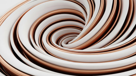 A close-up image showcasing a beautiful swirl of chocolate and vanilla. The contrasting colors and smooth textures create an appealing visual effect, perfect for desserts or sweet treats.の素材