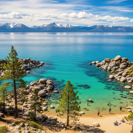 Serene beach with crystal clear watersの素材