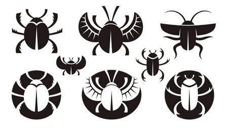 B&W various icons of bugs. Vector illustration.のイラスト素材