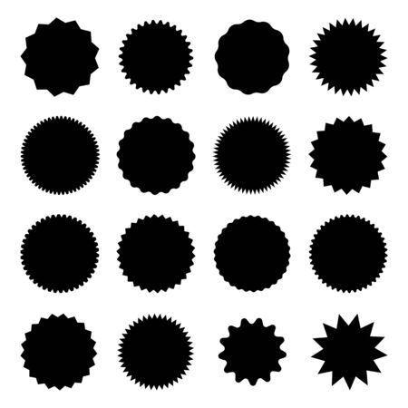 Black award medal rounded icons graphic design template vector set isolated on white.のイラスト素材