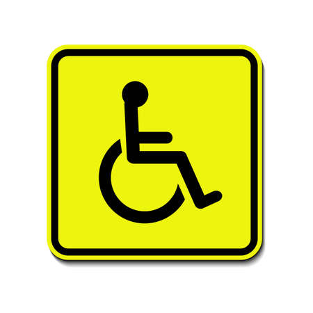 Driven disabled driver sign, disabled handicapped or accessibility parking or access yellow vector square icon for apps, design and printのイラスト素材