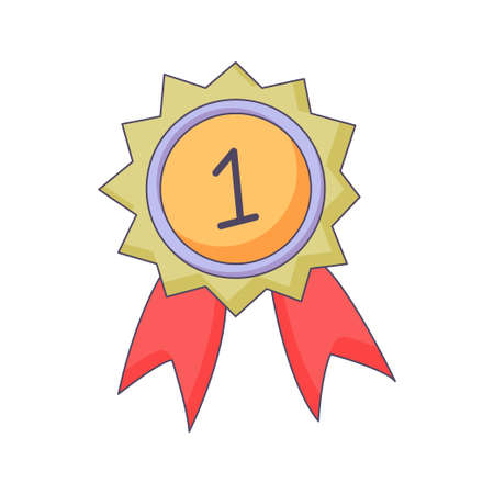 medal cartoon doodle hand drawn concept vector kawaii illustration.のイラスト素材