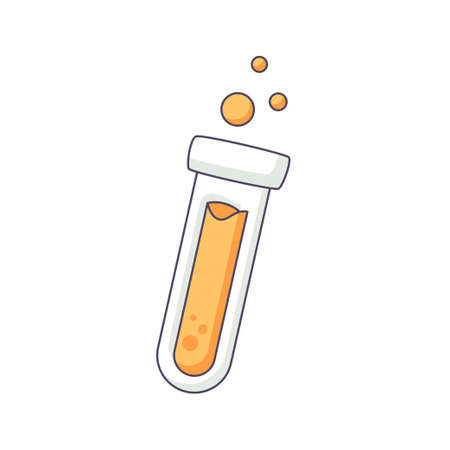 test tube cartoon doodle hand drawn concept vector kawaii illustration.のイラスト素材