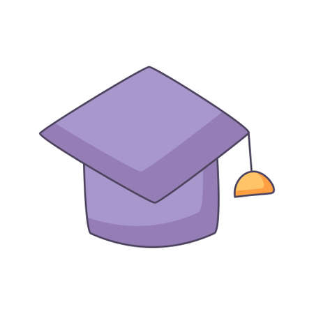 graduation hat cartoon doodle hand drawn concept vector kawaii illustration.のイラスト素材