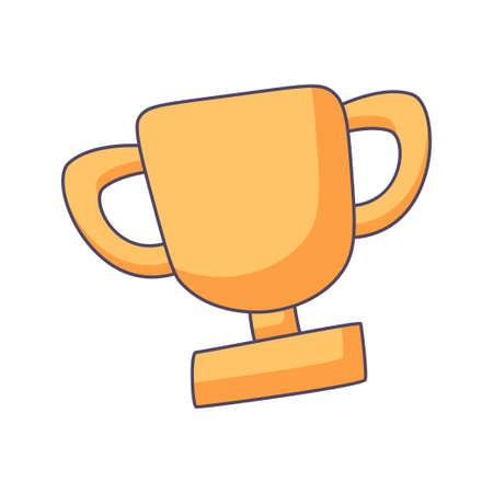 trophy cartoon doodle hand drawn concept vector kawaii illustration.のイラスト素材