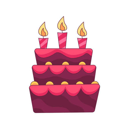 birthday cake cartoon doodle hand drawn concept vector kawaii illustration.