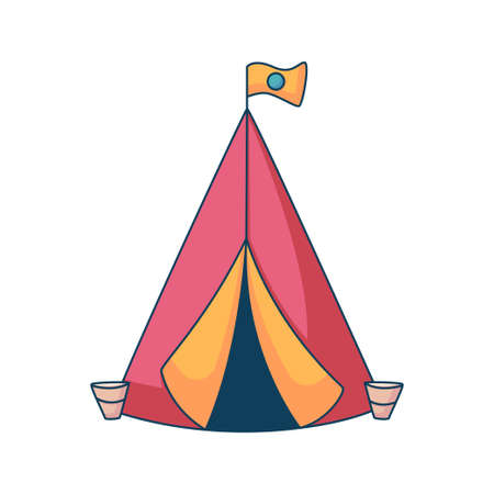 tent cartoon doodle hand drawn concept design vector art kawaii illustrationのイラスト素材