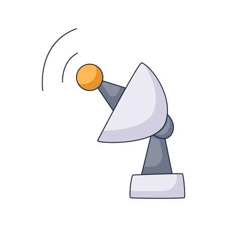satellite dish cartoon space doodle hand drawn concept design vector art kawaii illustrationのイラスト素材