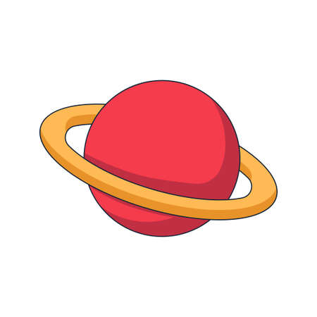 planet cartoon space doodle hand drawn concept design vector art kawaii illustrationのイラスト素材