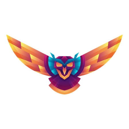 Creative colorful gradient owl vector art concept design templateのイラスト素材