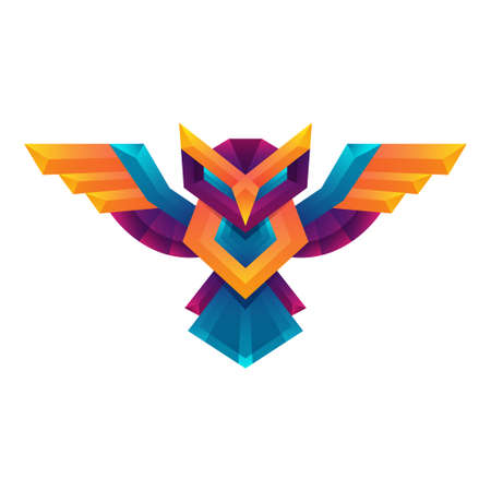 Creative colorful gradient owl vector art concept design templateのイラスト素材