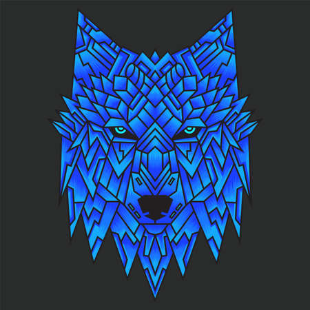 Abstract Colorful Ornament Doodle Art Wolf Illustration Cartoon Concept Vector.のイラスト素材