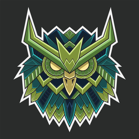 Abstract Colorful Ornament Doodle Mecha Robot Owl Art Illustration Cartoon Concept Vector. Suitable For Wallpaper, Banner, Background, Card, Book Illustration, T-Shirt Design, Sticker, etcのイラスト素材
